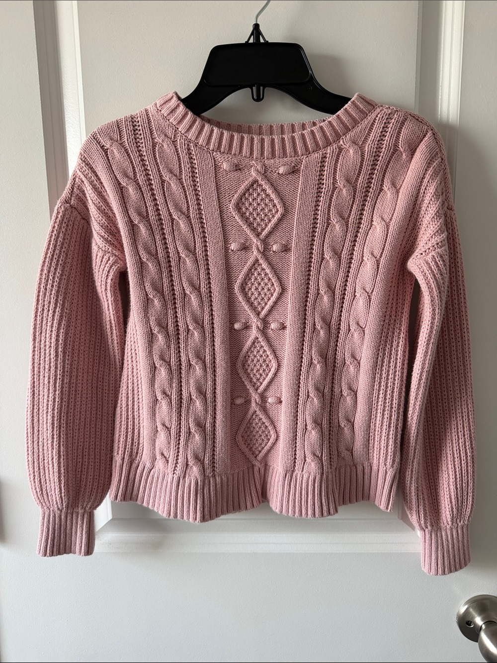 GAP Pink Cable Knit Crewneck Sweater